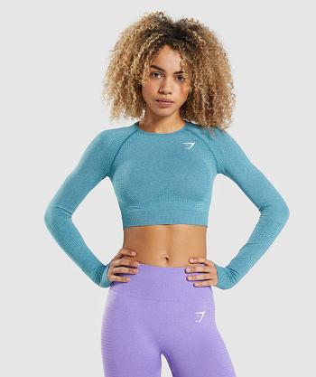 Gymshark Vital Seamless 2.0 Ženske Dugi Rukav Tirkizne | HR 3491XYU